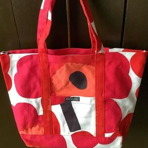 Marimekko Red Pink Poppy Pieni Unikko Beach/ Shopper Tote